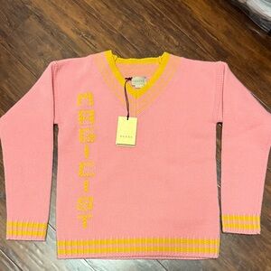 Gucci Pink Sweater with Yellow Trim